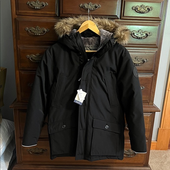 Gap Kids down filled parka *NWT* black removable faux fur hood - Picture 1 of 5